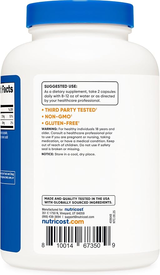 Nutricost Potassium (99 mg) Magnesium (210 mg) Citrates, 240 Capsules - Non-GMO, Gluten Free