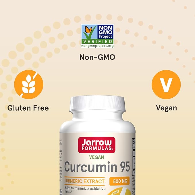 Jarrow Formulas Curcumin 95 Supplement - Turmeric Extract Supplement, 500 mg for Antioxidant & Joint Support, 60 Capsules