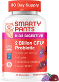 SmartyPants Kids Probiotic Gummies for Digestive Health: 2 Billion CFU Gut Health and Immune Support Supplement, Clinically Studied Probiotic, Gluten Free, Grape, 30 Count (30 Day Supply)