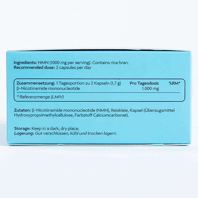 NMN Supplement – 500mg Extraordinary NMN per Capsule | Advanced NAD⁺ Support | Vegan, German-Made, Swiss-Tested | Promotes Longevity, Vitality & Brain Health | Vegan, Non-GMO | 60 Capsules, 1 Bottle