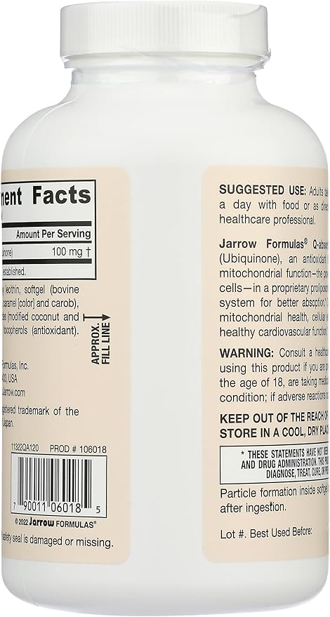 Jarrow Formulas Q-Absorb Coq10 100 Mg, 120 Ct