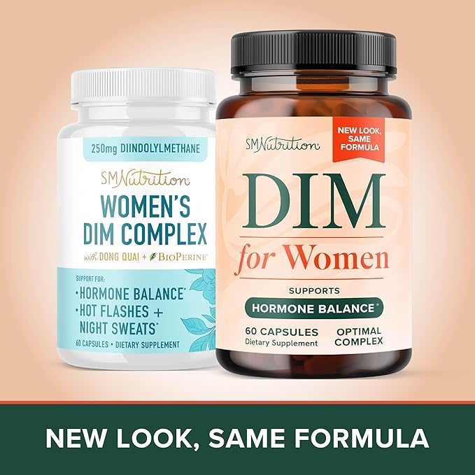 DIM Supplement for Women 250 mg | Estrogen & Hormone Balance | Menopause, Hot Flashes & Night Sweats Support | DIM Complex Estrogen Supplement for Women | with BioPerine | Gluten-Free | 60 Ct