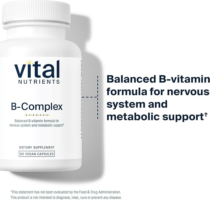 Vital Nutrients Vitamin B-Complex - Vegan High-Potency Methylated B Complex Vitamins - B Vitamins Support Energy Production, Metabolism, and Heart Health* - Gluten, Dairy, Soy Free - 60 Capsules