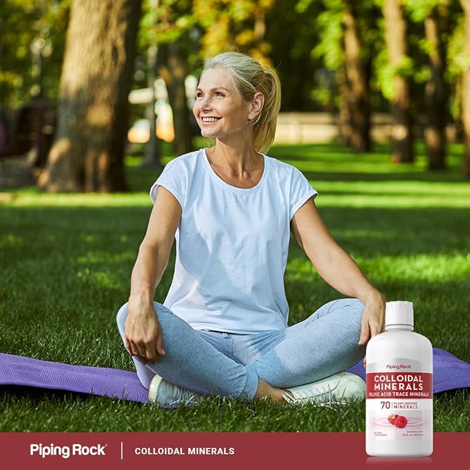 Piping Rock Colloidal Minerals Liquid | 32 fl oz | Fulvic Acid Trace Minerals | Plant Derived | Raspberry Flavor | Vegetarian, Non-GMO, Gluten Free Supplement