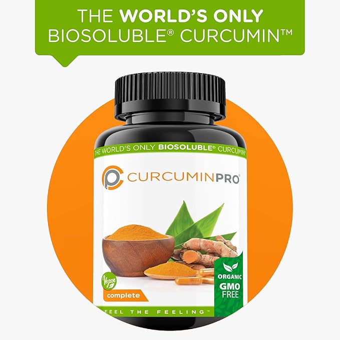 curcuminpro Complete Vegan | BioSoluble Brown Rice Protein & Organic Turmeric Curcumin Supplement | Plant-Based Formula for Daily Wellness | 60 Count