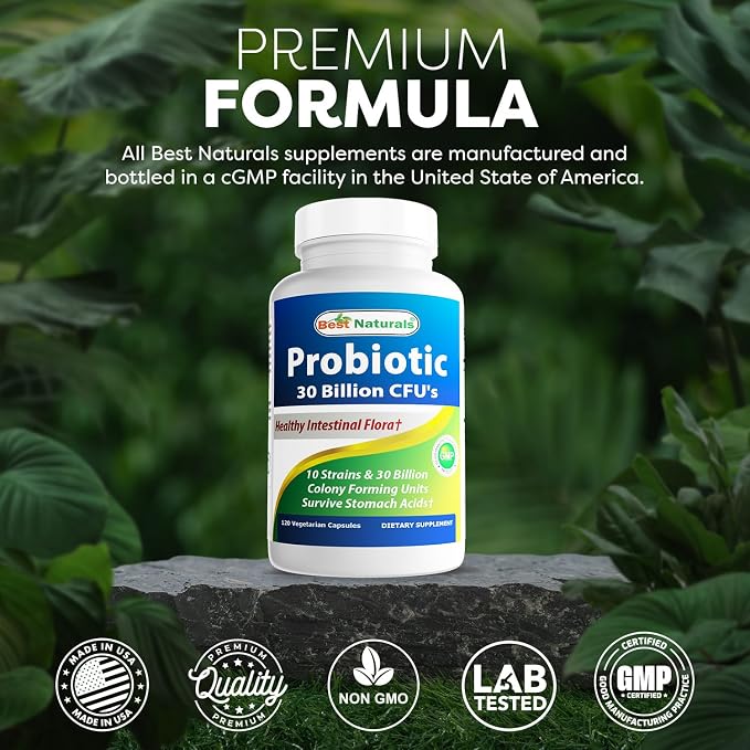 Best Naturals Probiotic 10 Strains 30 Billion Shelf Stable 120 Veggie Caps (120 Count (Pack of 3))