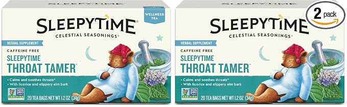 Celestial Seasonings Wellness Tea, Sleepytime Throat Tamer, 20 Count Box (Pack of 2)