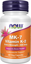 NOW Foods Supplements, Vitamin K2 (MK-7) 300 mcg, Extra Strength, Supports Bone Health*, 60 Veg Capsules