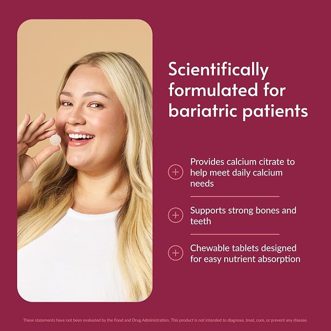 Bariatric Advantage Calcium Citrate Chewable 500mg with Vitamin D3 for Bariatric Surgery Patients Including Gastric Bypass and Sleeve Gastrectomy, Low Sugar - Wild Cherry Flavor, 270 Count
