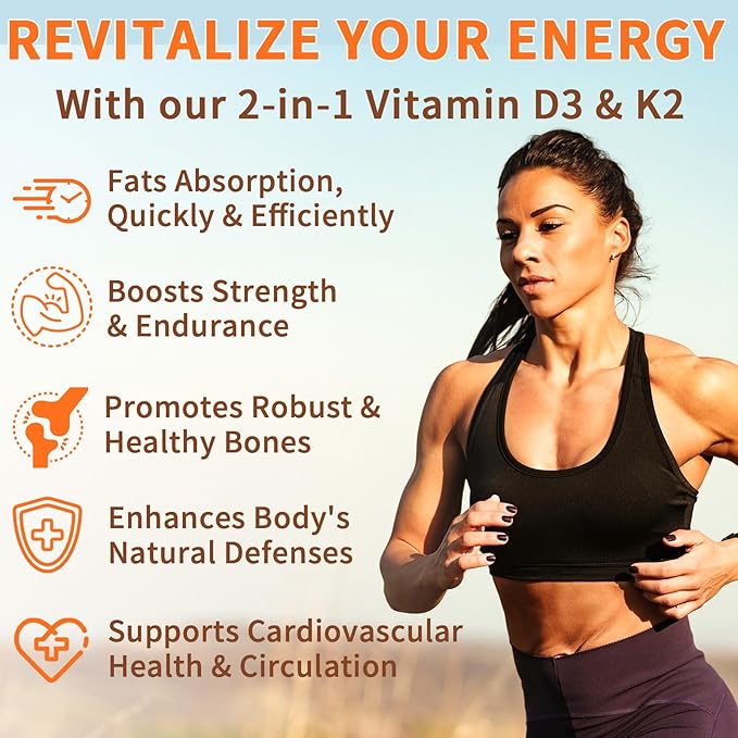 Vitamin D3 K2,D3 K2 Vitamin Supplement,Vitamin D3 and K2,D3 K2 Vitamin Supplement,Replenish Vitamin D3 K2 Coconut Oil Softgels (240)