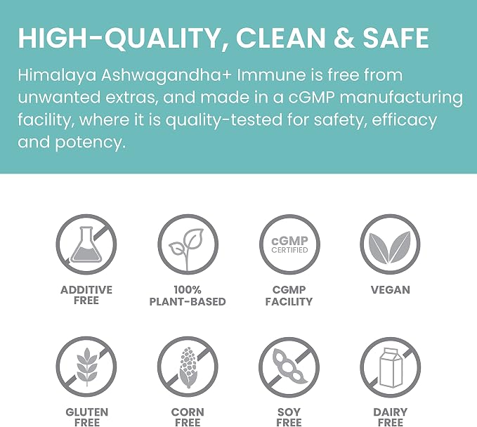 Himalaya Ashwagandha+ Immune - Herbal Immune Support Supplement with Vitamin C, Zinc, Elderberry, and Amla for Immunity - Vegan, Non-GMO, Gluten Free, 960 mg, 60 Capsules