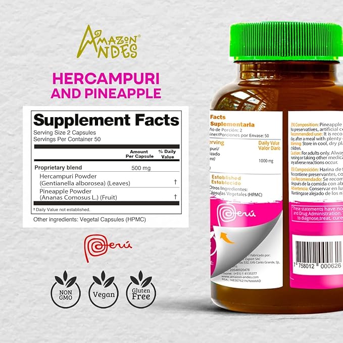 Hercampuri Capsules l 1500mg per Serving l Vegan, Non-GMO & Allegen-Free Pills l Amazon Andes