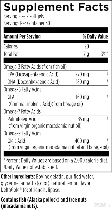 Designs for Health OmegAvail Synergy - Omega Complex for Adults - Omega 3-6-7-9 Fatty Acids from Borage and Macadamia Oil + Triglyceride (TG) Fish Oil with DHA & EPA (60 Softgels)