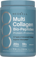 NeoCell Multi Collagen Bio-Peptides Powder | 10oz | Advanced with Hyaluronic Acid and Vitamin C | 10 Super Types of Collagen | Superior Absorption | Grassfed Protein Supplement