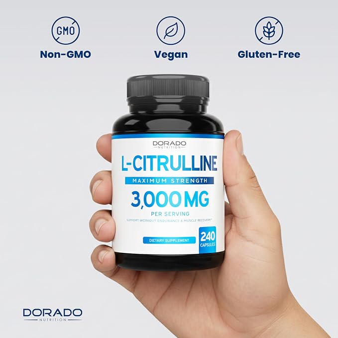 L Citrulline 3000mg Supplement (240 Capsules) Support L Arginine & Nitric Oxide Pills - L-Citrulline For Men & Women - Muscle Recovery & Pump Supplement - 3rd Party Tested, Vegan, Non-GMO - USA Made