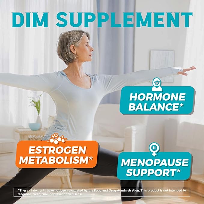 DIM Supplement for Women & Men, Estrogen Metabolism, Hormone Balance & Menopause Support, DIM 300 mg with Black Pepper Extract, High Absorption, 90 Capsules