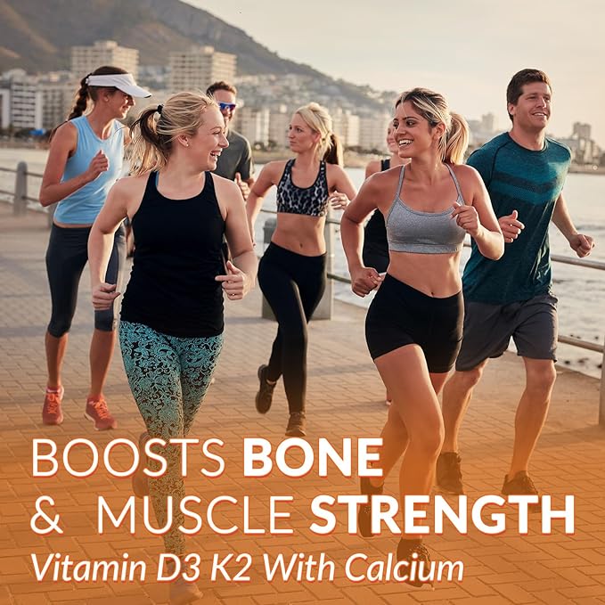Vitamin D3 10000iu & K2 (as MK7) 200mcg Gummies w/Calcium, Magnesium, Omega-3, Vitamin C, B12, K2 D3 Supplement for Women & Men - Vegan, Sugar Free