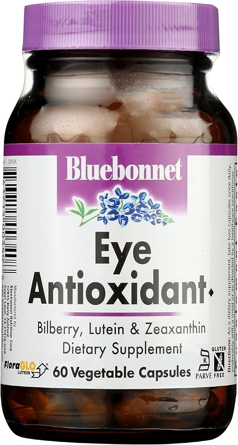 BlueBonnet Eye Antioxidant with Zeaxanthin Formula Vegetarian Capsules, 60 Count