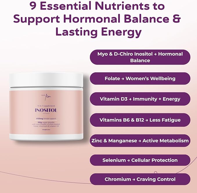 QSTA Myo-Inositol & D-Chiro Inositol Supplement for Women 4100mg (40:1 Ratio) – 9-in-1 Hormonal & Metabolic Support with myoinositol. Inositol Powder Supplement for Hormone Balance and Female Support