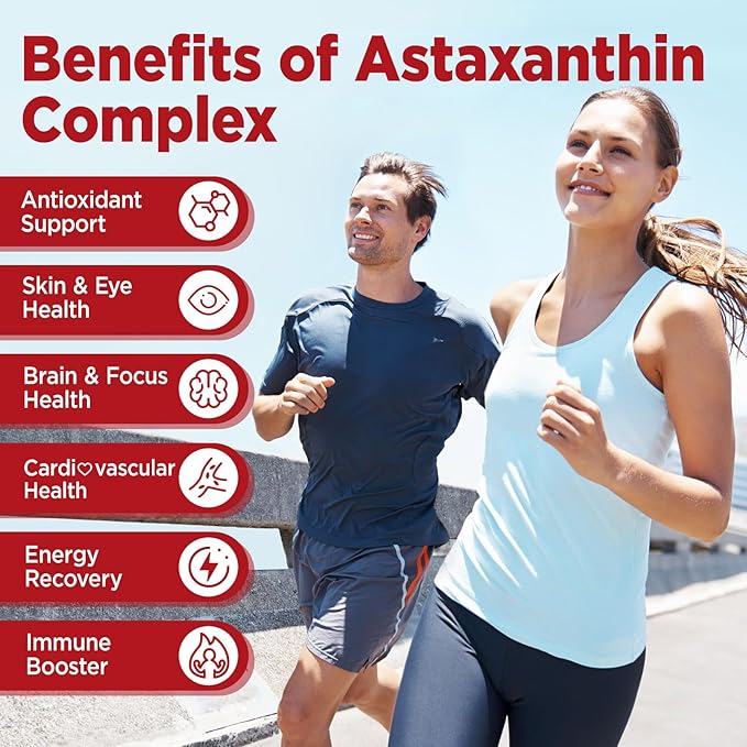 Liposomal Astaxanthin Gummies, Organic Astaxanthin 12mg Supplements with Lycopene, Glutathione for Powerful Antioxidant, Plus Vitamins & CoQ10 for Eye, Skin & Immune Health, Sugar Free, Vegan, 60