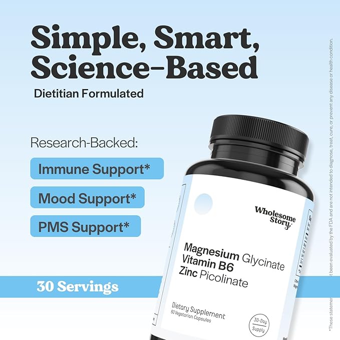 Zinc Picolinate, Magnesium Glycinate Supplements with P5P Vitamin B6 | Magnesium and Zinc Vitamin | Reproductive & Fertility Health, Hormone Balance, Immune System Support | 30 Day Supply (Pack of 2)