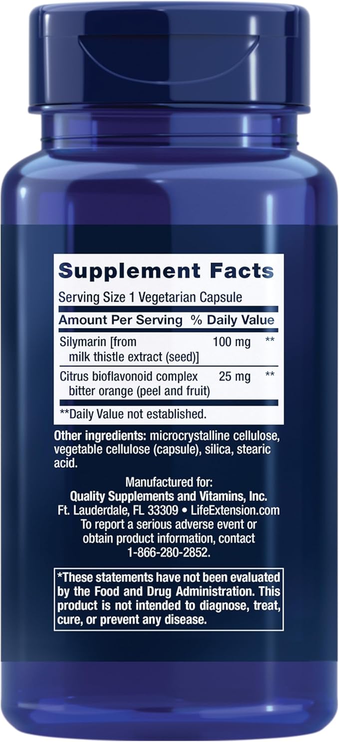 Life Extension Silymarin – Milk Thistle Extract – Supports Liver Health – Gluten-Free, Non-GMO, Vegetarian – 90 Capsules (Pack of 2)