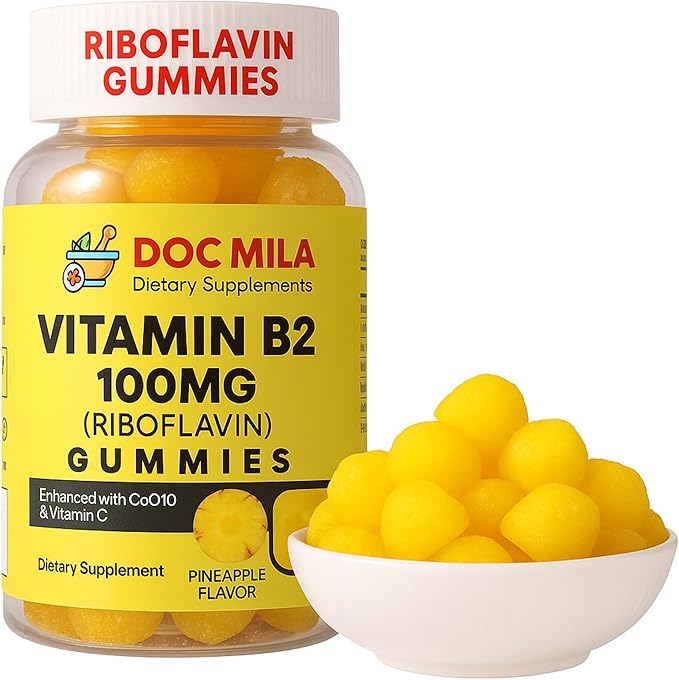 Vitamin B2 100mg Gummies for Adults and Kids - Riboflavin 100 mg Gummy - VIT B2 Supplements