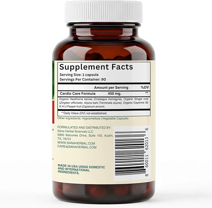 Artery Plaque Removal Formula | 4-Element All-Natural Supplement to Support Blood Pressure, Healthy Cholesterol, and Heart Rhythm | 90 Easy-to-Swallow Capsules | by Sana Herbal