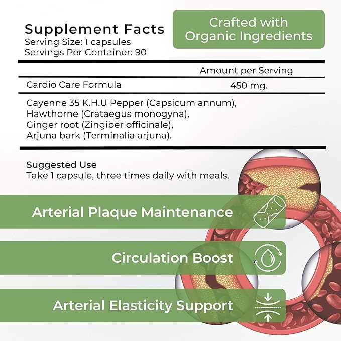 Artery Plaque Removal Formula | 4-Element All-Natural Supplement to Support Blood Pressure, Healthy Cholesterol, and Heart Rhythm | 90 Easy-to-Swallow Capsules | by Sana Herbal