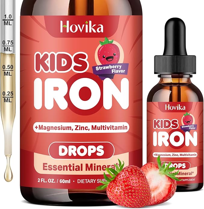 Liquid Iron Supplement for Kids & Women Men - with Magnesium, Zinc & Kids Multivitamin Iron Drops - Immune Support, Blood Builder & Energy Support for Iron Deficiency, Anemia, Vegan 2 Fl Oz