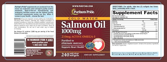Puritan's Pride Salmon Oil, 1.1000 Mg, 240 Count