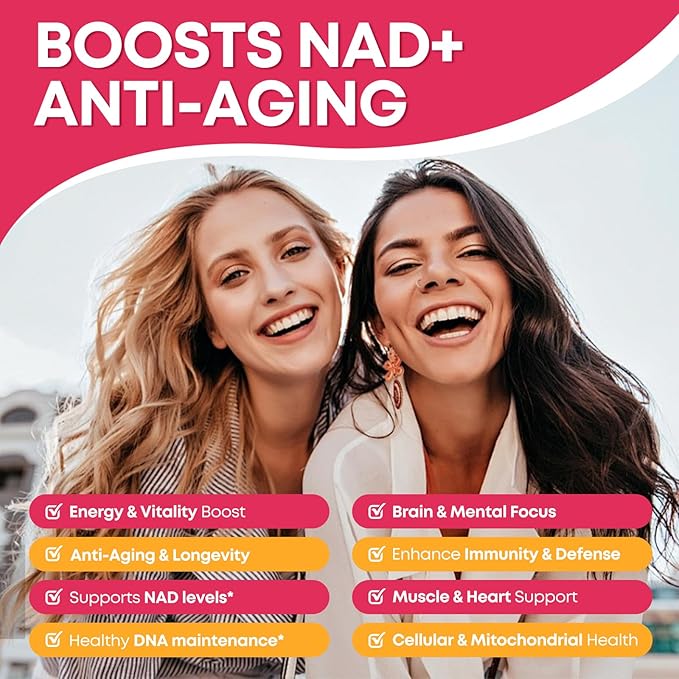 NAD+ Gummies, 1200mg Liposomal NAD Supplement for Women & Men with Trans-Resveratrol & Black Pepper Extract Anti-Aging Supplement, Brain & Cellular Mitochondrial Health - 120 Gummies Strawberry