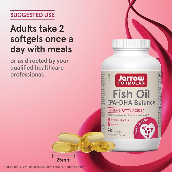 Jarrow Formulas EPA-DHA Balance, 1,200 mg Omega-3 Fatty Acids for Cardiovascular Support, 240 Softgels, 120 Day Supply