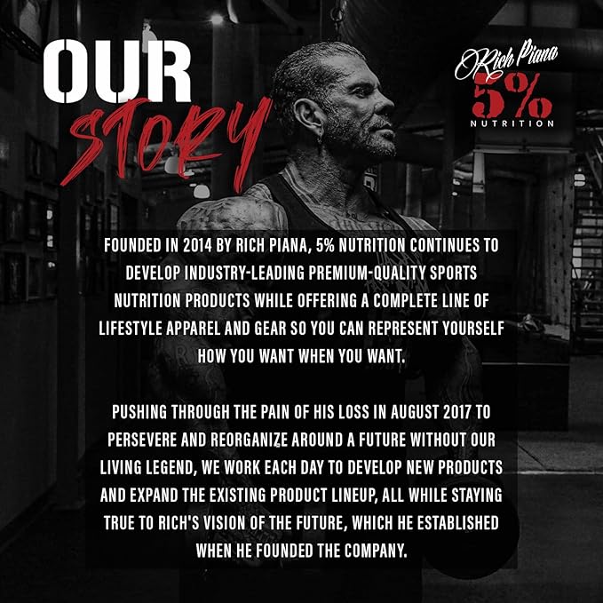 5% Nutrition Rich Piana Knocked Out Natural Sleep Aid | Post-Workout Recovery & Deep Sleep Supplement | GABA, Melatonin, Chamomile, Tyrosine, 5-HTP, & More | 8.4 oz, 30 Servings (Hot Chocolate)
