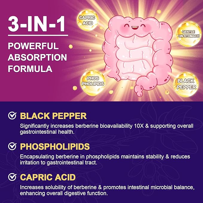 ZEBORA Premium Berberine HCL Supplement 1200 mg, Berberine GLP-1 Support with Ceylon Cinnamon, ALA & Capric Acid, Supports Immune & Antioxidant, Non-GMO, 120 Capsules