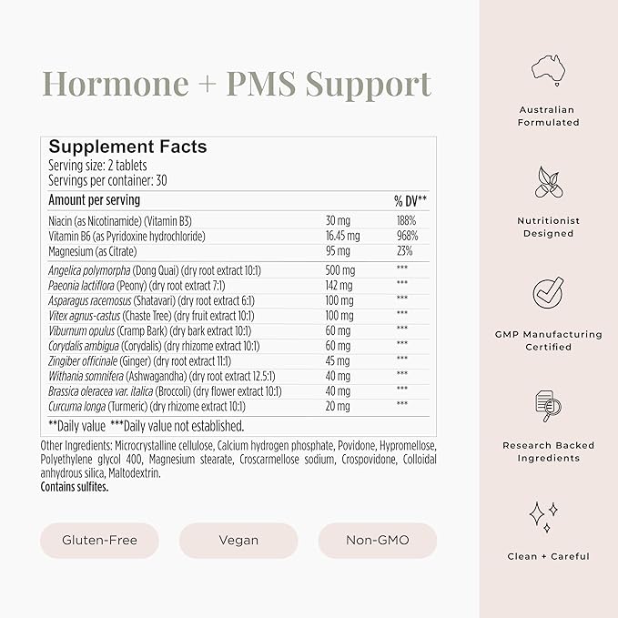 JSHealth Hormone Balance for Women. PMS Support with Vitamins B3, B6, Magnesium. Premenstrual Tension Relief. Nutritionist-Formulated, Vegan (60 Tablets)