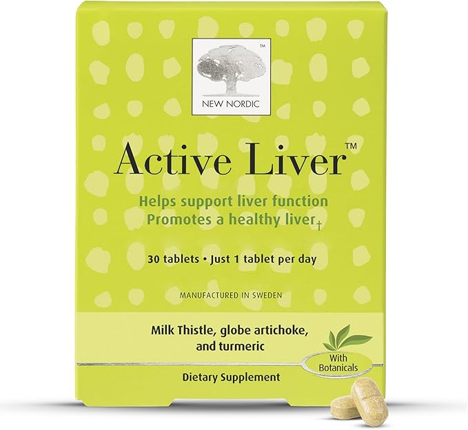 NEW NORDIC Active Liver 30-Day Supply, Daily Liver Supplement, Milk Thistle, Artichoke & Turmeric, 30 Tablets (Pack of 1)