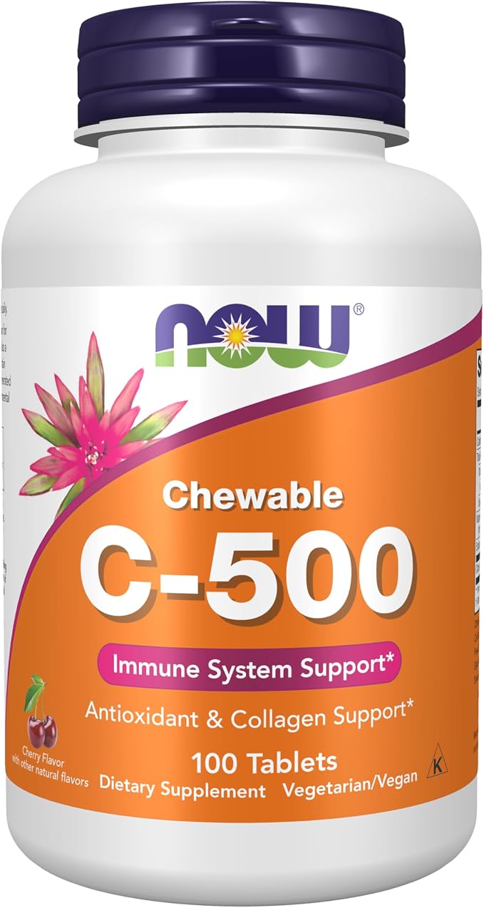 NOW Supplements, Vitamin C-500, Antioxidant Protection*, Cherry Flavor, 100 Chewable Lozenges