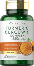 Carlyle Turmeric Curcumin 550mg | 60 Vegetarian Capsules | High Absorption with 95% Curcuminoids and CurcuWin Extract | Non-GMO & Gluten Free Supplement