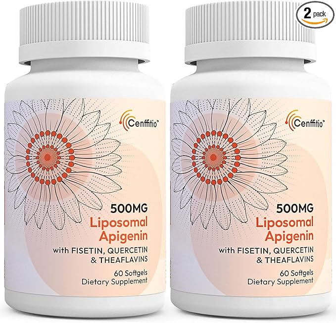 Liposomal apigenin 500mg Softgels - Optimal Apigenin Supplement with Fisetin, Quercetin and Theaflavins - 4 Month Supply