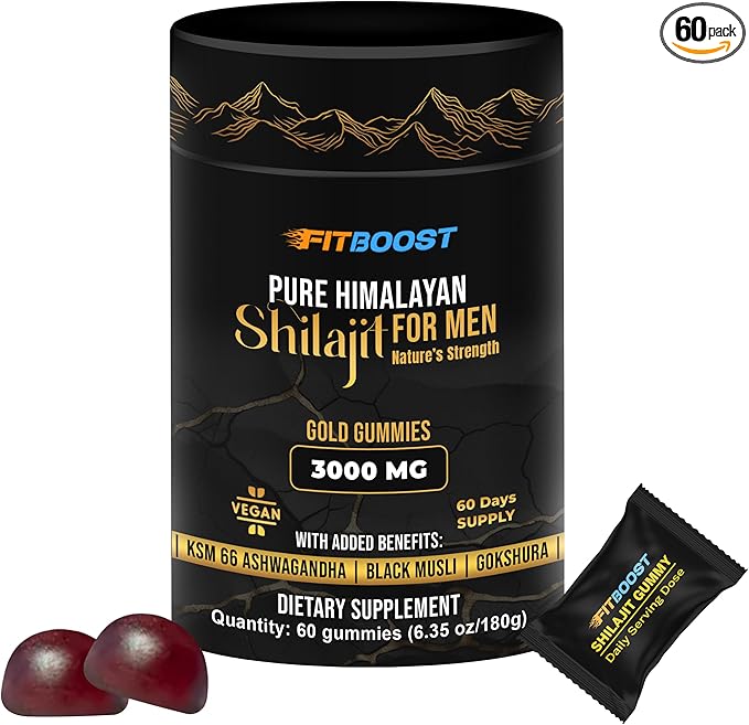 Sundried Himalayan Natural Shilajit Gummies for Men or Women 60 Days Supply of Shilajit for Men Gummies Extra Strength 3000mg Added Benefits Rich in Fulvic Acid 85+ Trace Minerals NO Sugar