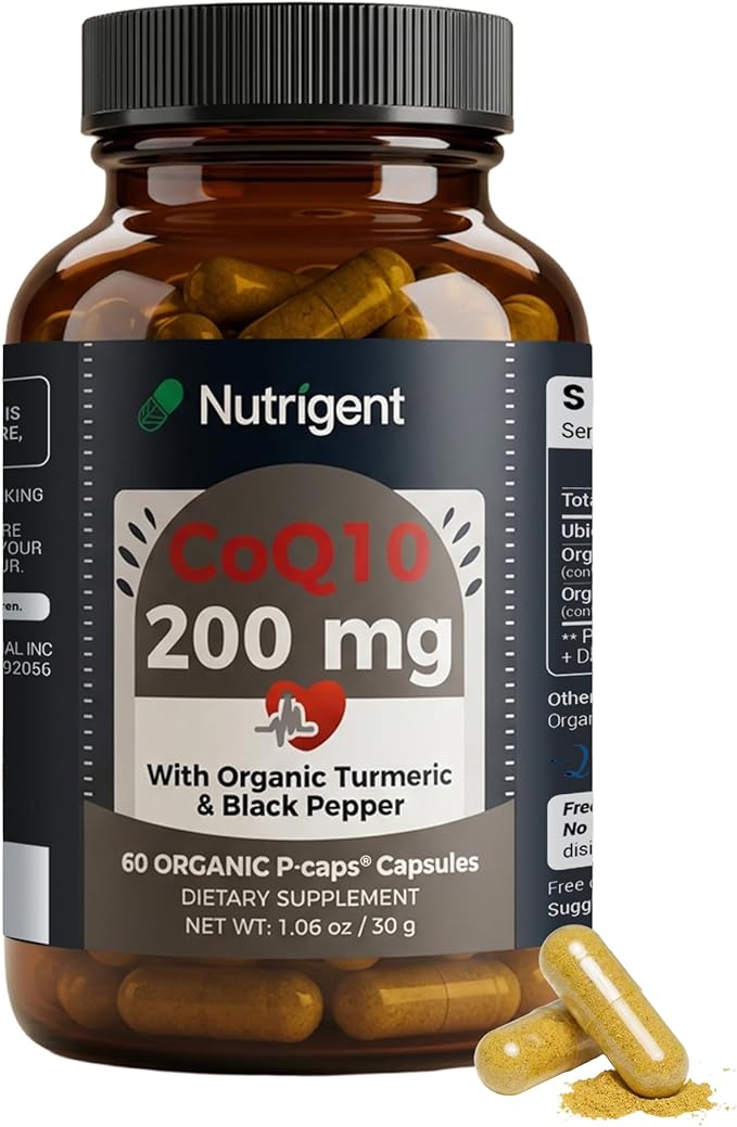 CoQ10 200mg Capsules with Organic Turmeric & Black Pepper – Antioxidant Support, Heart & Brain Health, Cellular Energy Production* – Clean Label Formula, 60 Day Supply