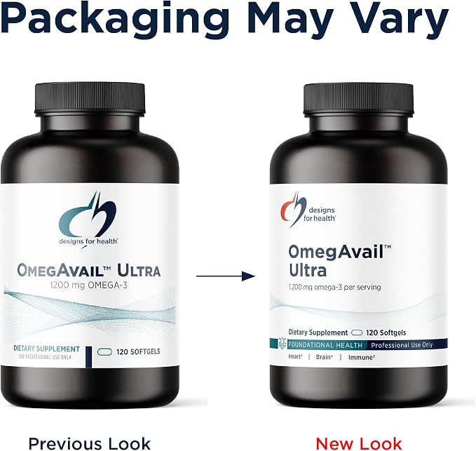 Designs for Health OmegAvail Ultra TG Fish Oil 1200mg - Triglyceride Form Omega 3 Fish Oil Supplement with DHA/EPA - No Fishy Aftertaste (120 Softgels)