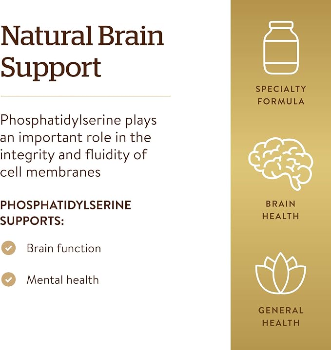 Solgar Phosphatidyl-Serine 200 mg, 60 Softgels - Premium Brain Health Supplement, Supports a Healthy Mind & Cognitive Function - Gluten Free, Dairy Free - 60 Servings