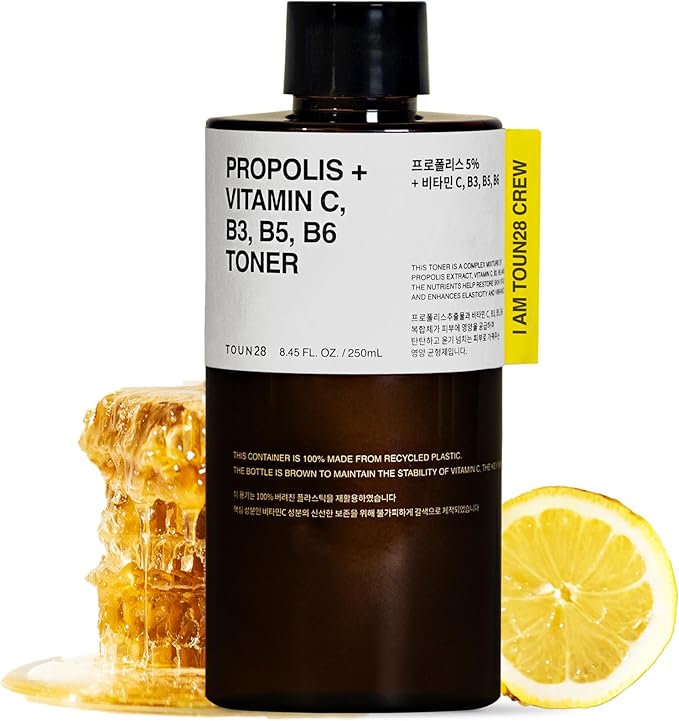 TOUN28 Propolis Vitamin C, B3, B5, B6 Toner 8.45 fl.oz / 250ml, Restore Vitality and Improve Vibrancy, with Propolis Extract and Vitamin Complex