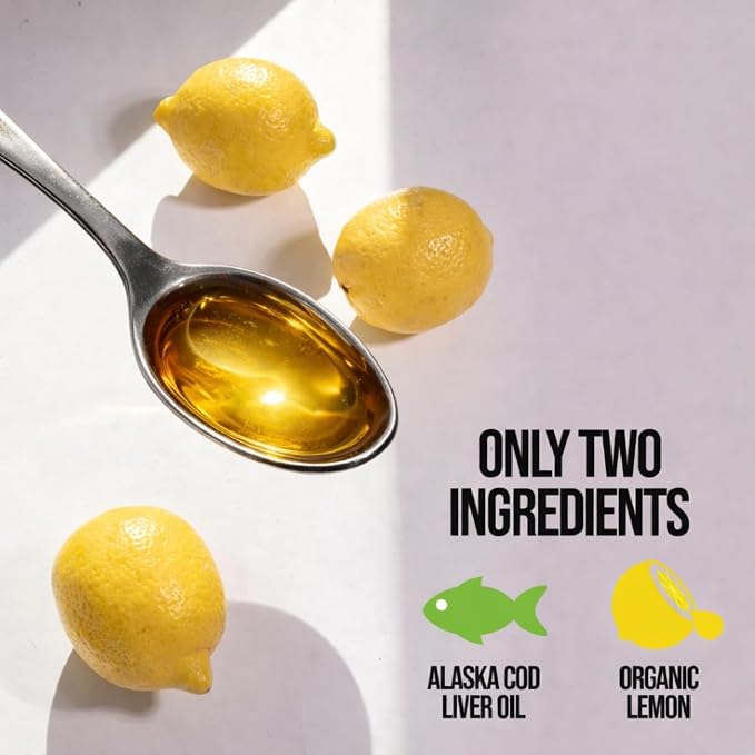 On Target Living Alaskan Cod Liver Oil Liquid | Organic Lemon Flavor 16.67 oz | Line Caught in The USA | Naturally Occurring Vitamin D | Rich in Omega 3 DHA/EPA | Non-GMO Project Certified