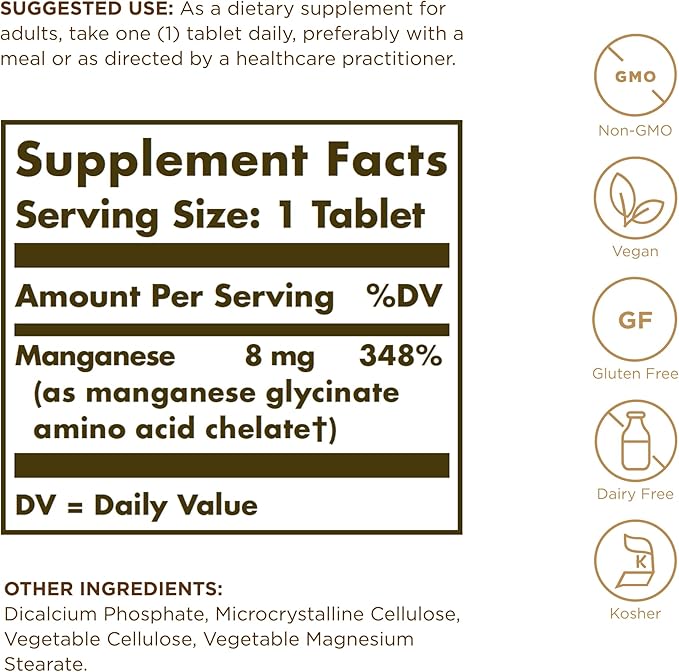 Chelated Manganese Solgar 100 Tabs