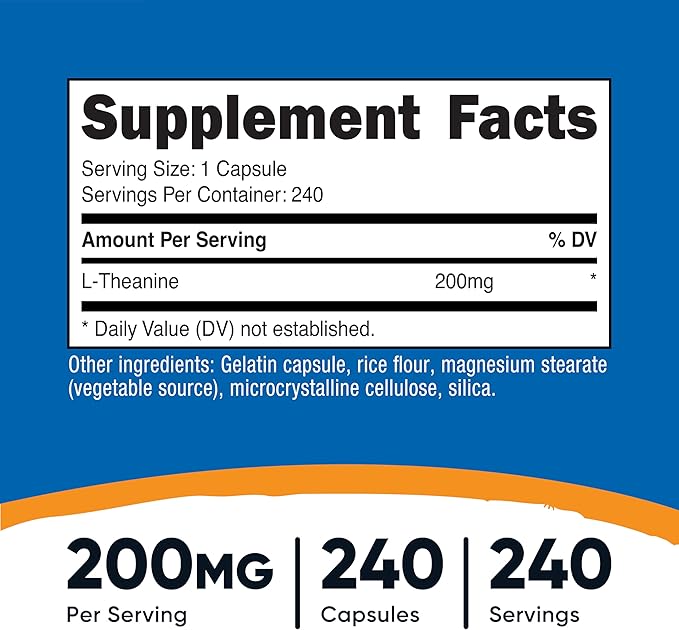 Nutricost L-Theanine 200mg, 240 Capsules - Double Strength