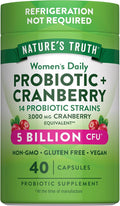 Nature's Truth Probiotics for Women | 5 Billion CFUs Daily | 40 Vegan Capsules | with Cranberry | Non-GMO & Gluten Free | No Refrigeration Needed