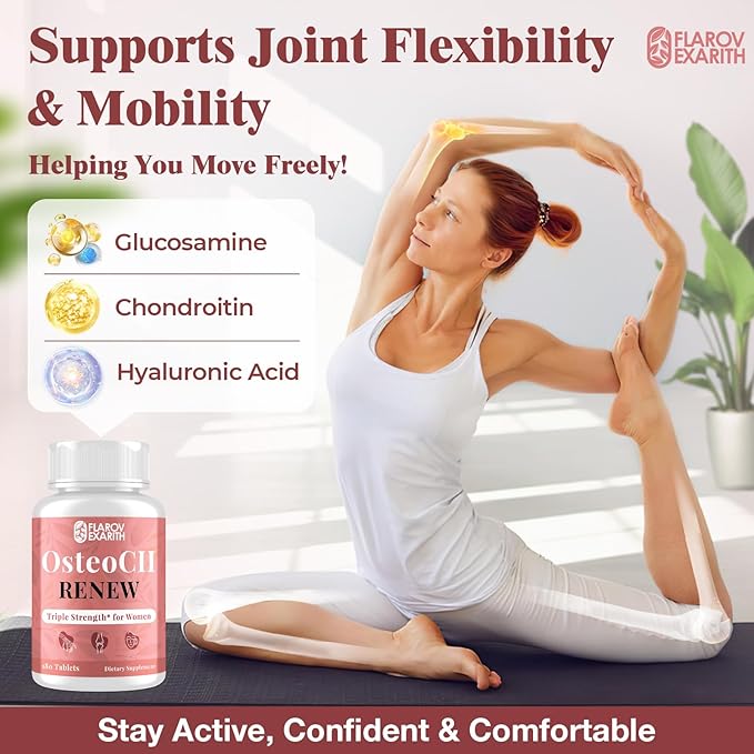 Joint Supplements for Women OsteoCII Renew Triple Strength – Advanced Joint, Bone & Skin Formula – Collagen, Glucosamine, Chondroitin, Calcium, MK-7, Vitamin D3, Hyaluronic Acid, 360 Tablets